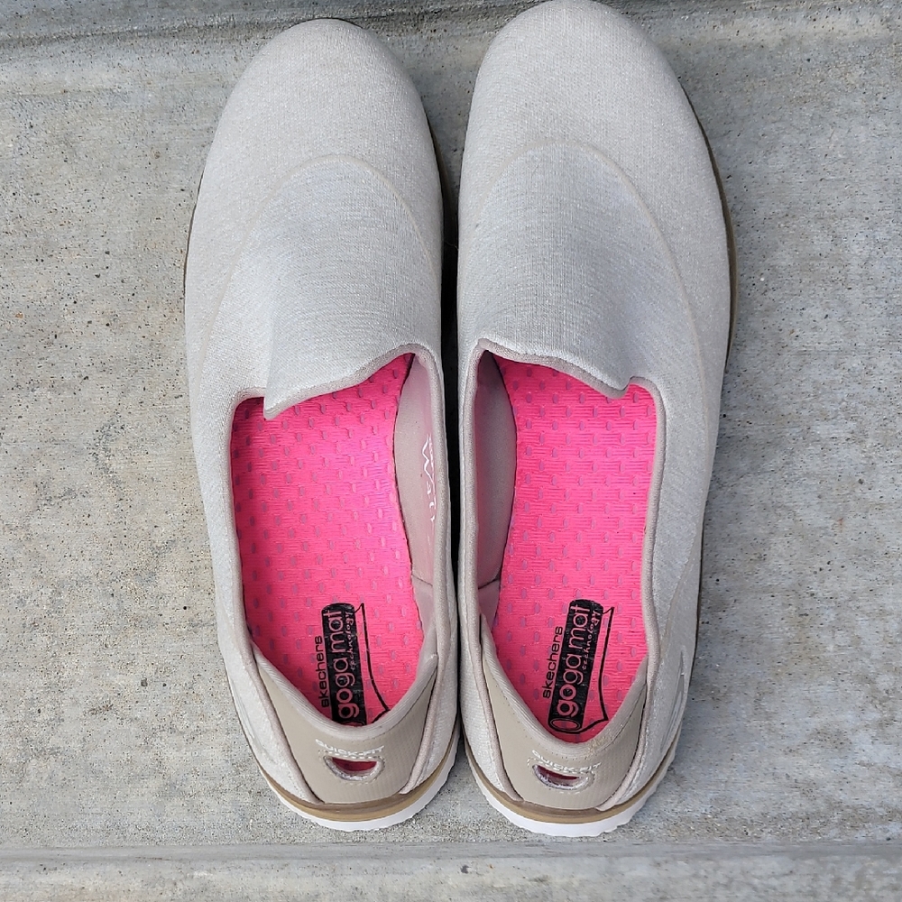 Skechers Cream and Pink Casual Loafers
